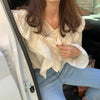 Vネックフリルブラウス﻿﻿﻿﻿﻿ 5786-ivory_お取り寄せ5786-画像2-韓国ファッション通販POPREA［ポップリア］