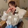 Vネックフリルブラウス﻿﻿﻿﻿﻿ 5786-ivory_お取り寄せ5786-画像5-韓国ファッション通販POPREA［ポップリア］