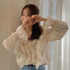 Vネックフリルブラウス﻿﻿﻿﻿﻿ 5786-ivory_お取り寄せ5786-画像7-韓国ファッション通販POPREA［ポップリア］
