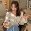 Vネックフリルブラウス﻿﻿﻿﻿﻿ 5786-ivory_お取り寄せ5786-画像1-韓国ファッション通販POPREA［ポップリア］