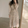 ハイネックプリーツフラワーワンピース﻿﻿ 5810-beige_お取り寄せ5810-画像4-韓国ファッション通販POPREA［ポップリア］