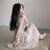 ハイネックプリーツフラワーワンピース﻿﻿ 5810-beige_お取り寄せ5810-画像5-韓国ファッション通販POPREA［ポップリア］