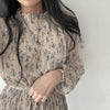 ハイネックプリーツフラワーワンピース﻿﻿ 5810-beige_お取り寄せ5810-画像6-韓国ファッション通販POPREA［ポップリア］