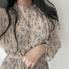 ハイネックプリーツフラワーワンピース﻿﻿ 5810-beige_お取り寄せ5810-画像8-韓国ファッション通販POPREA［ポップリア］