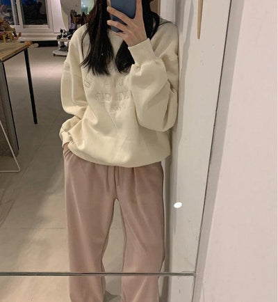 ルーズフレンチロゴスウェット﻿﻿ 5813-ivory_お取り寄せ5813-画像2-韓国ファッション通販POPREA［ポップリア］