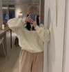ルーズフレンチロゴスウェット﻿﻿ 5813-ivory_お取り寄せ5813-画像1-韓国ファッション通販POPREA［ポップリア］