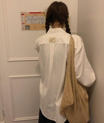 バックラベルコットンタックシャツ 5832-ivory_お取り寄せ5832-画像8-韓国ファッション通販POPREA［ポップリア］