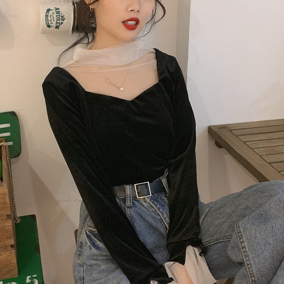 ベロアドッキングトップス 2642-画像6-韓国ファッション通販POPREA［ポップリア］