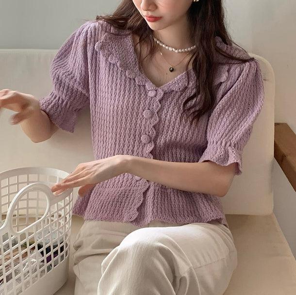 ロマンティックフリルサマーニット 5163-画像10-韓国ファッション通販POPREA［ポップリア］