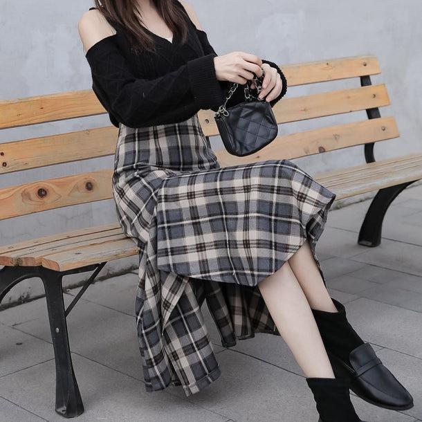 マーメイドフレアチェックスカート 5062-画像10-韓国ファッション通販POPREA［ポップリア］