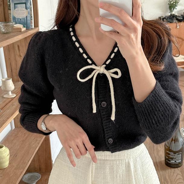 ステッチラインリボンデザインニット ﻿﻿ 5742-画像10-韓国ファッション通販POPREA［ポップリア］