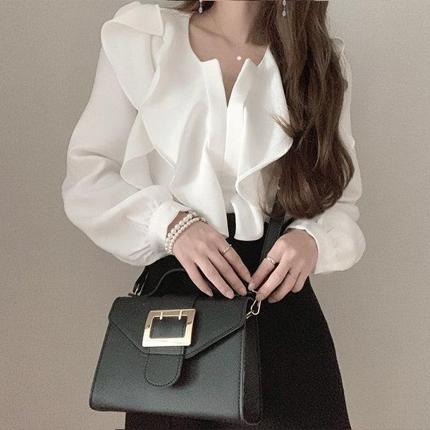 シアーフリルシフォンブラウス 5050-画像10-韓国ファッション通販POPREA［ポップリア］