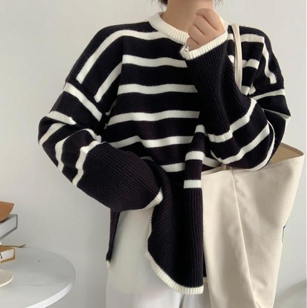 ベルスリーブボーダーニット 4804-画像10-韓国ファッション通販POPREA［ポップリア］