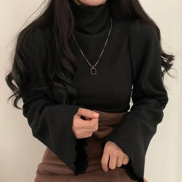 トランペットスリーブハイネックリブニット 4852-画像10-韓国ファッション通販POPREA［ポップリア］