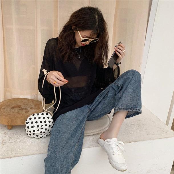 ラウンドネックシアートップス 5101-画像10-韓国ファッション通販POPREA［ポップリア］