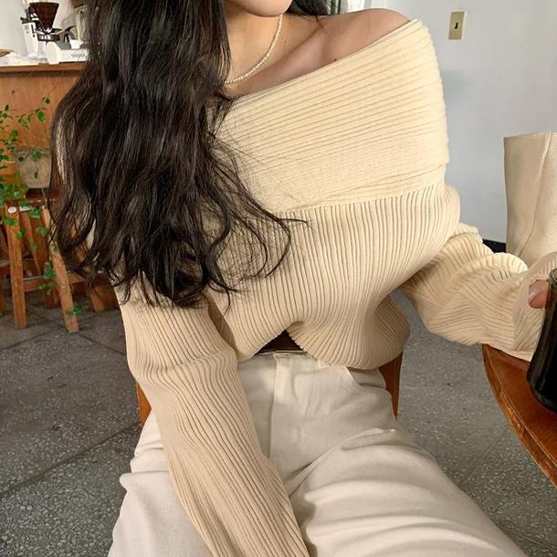 ベーシックオフショルダーリブニット 4788-画像10-韓国ファッション通販POPREA［ポップリア］