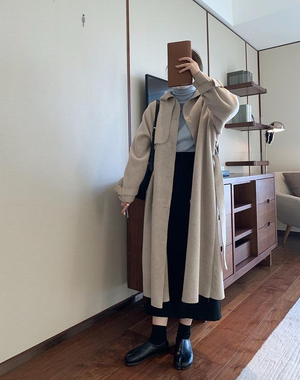 ダブルブレストベルトロングコート 4906-画像10-韓国ファッション通販POPREA［ポップリア］