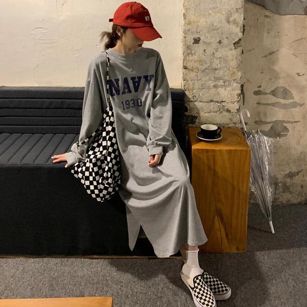 ロゴプリントトレーナーワンピース 4688-画像10-韓国ファッション通販POPREA［ポップリア］