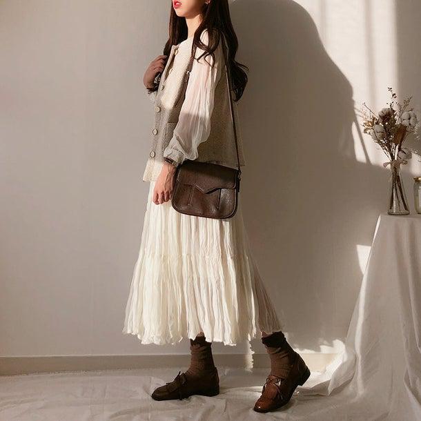 プリーツティアードシフォンワンピ 4995-画像10-韓国ファッション通販POPREA［ポップリア］