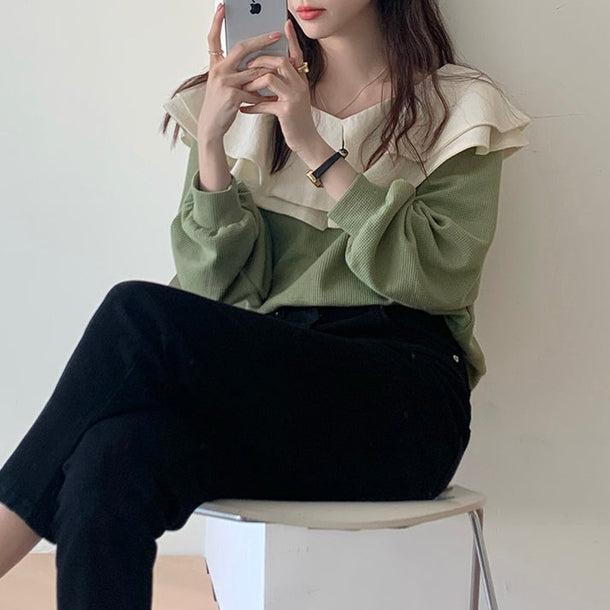 ダブルフリルカラートップス 5094-画像10-韓国ファッション通販POPREA［ポップリア］