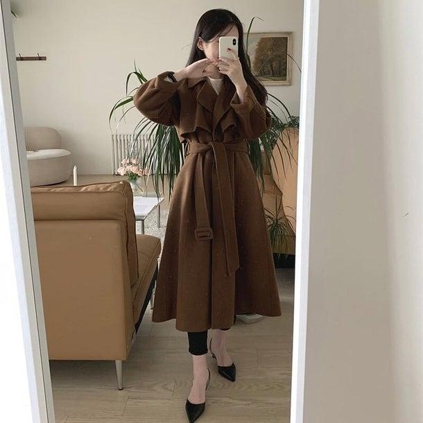 ラペルレディロングコート 4932-画像10-韓国ファッション通販POPREA［ポップリア］