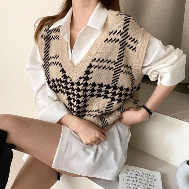 チェックニットベスト 5043-画像10-韓国ファッション通販POPREA［ポップリア］