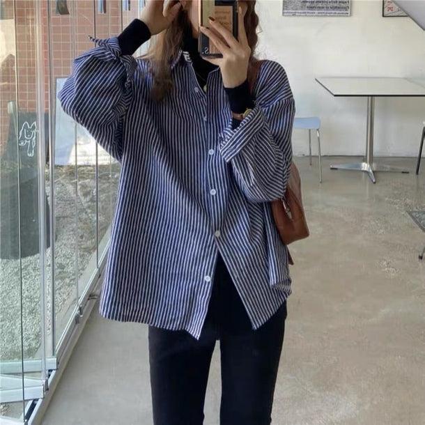 カジュアルストライプシャツ 5150-画像10-韓国ファッション通販POPREA［ポップリア］