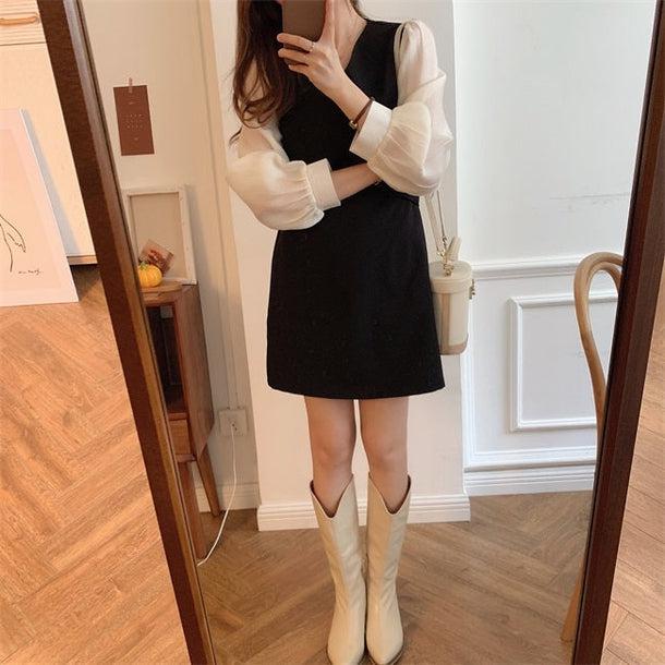 バックリボンドッキングワンピ 5160-画像10-韓国ファッション通販POPREA［ポップリア］