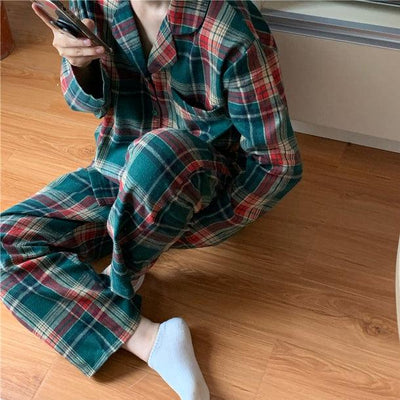 格子縞オータムパジャマ 5409-画像10-韓国ファッション通販POPREA［ポップリア］