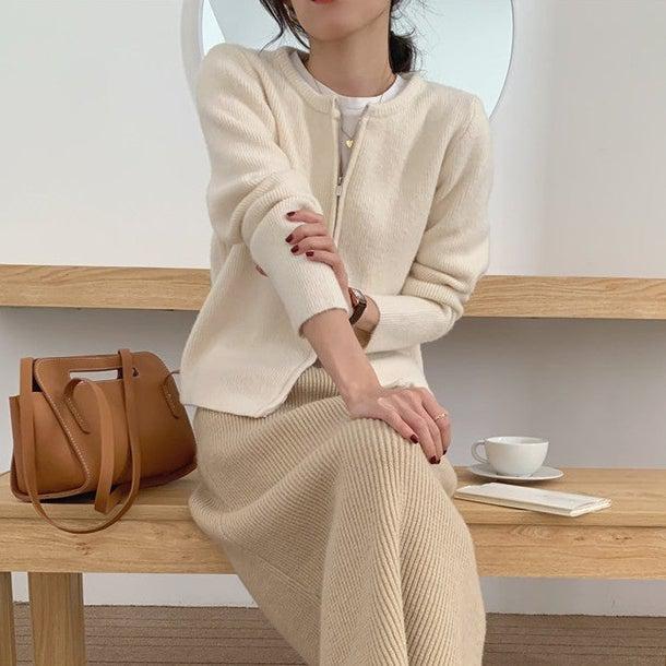 ラウンドネックジッパーカーディガン 4968-画像10-韓国ファッション通販POPREA［ポップリア］