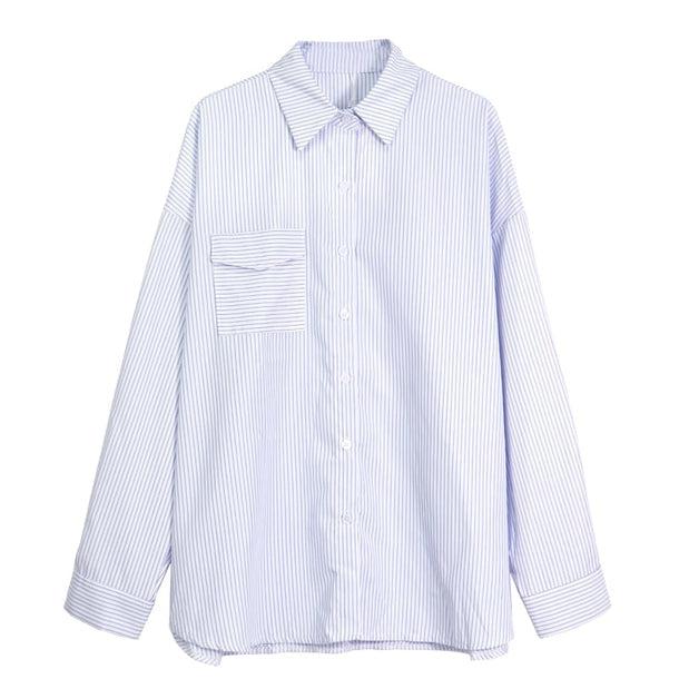シンプルブルーストライプシャツ 5131-画像10-韓国ファッション通販POPREA［ポップリア］