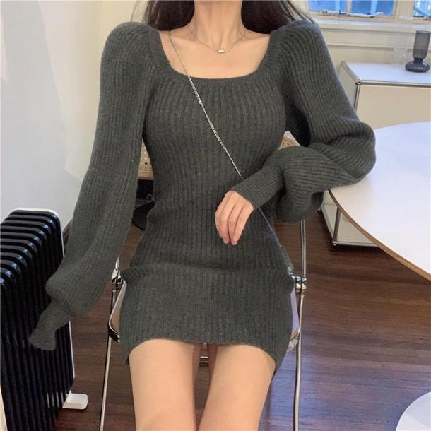 ベーシックショートリブニットワンピ 4866-画像10-韓国ファッション通販POPREA［ポップリア］