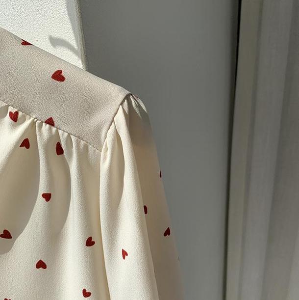 ミニハート柄シフォンブラウス 4775-画像10-韓国ファッション通販POPREA［ポップリア］