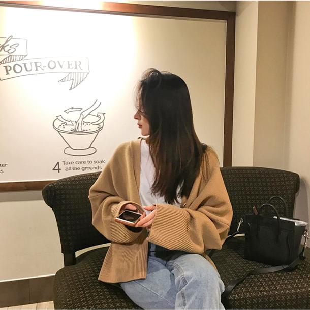 Vネックショートニットカーディガン 5041-画像10-韓国ファッション通販POPREA［ポップリア］