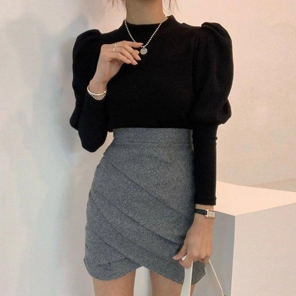 ぷちハイネックパフスリーブニット 4992-画像10-韓国ファッション通販POPREA［ポップリア］