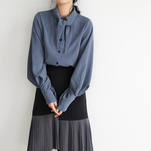 タイネックルーズランタンスリーブトップス 4708-画像10-韓国ファッション通販POPREA［ポップリア］