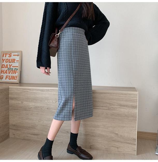 ハイウエストスリットチェックスカート 4699-画像10-韓国ファッション通販POPREA［ポップリア］