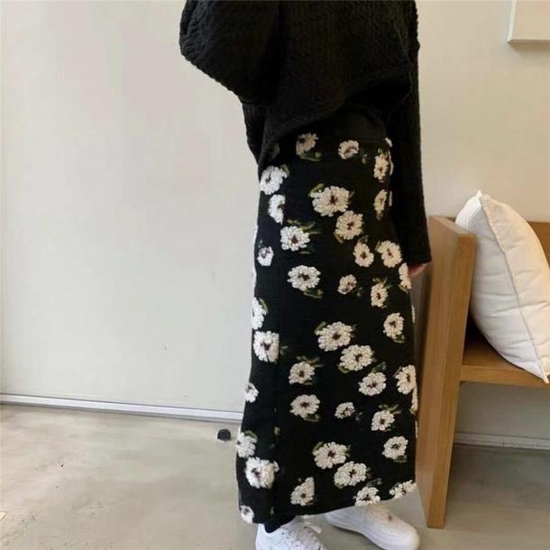 フラワーボアロングスカート 4838-画像10-韓国ファッション通販POPREA［ポップリア］