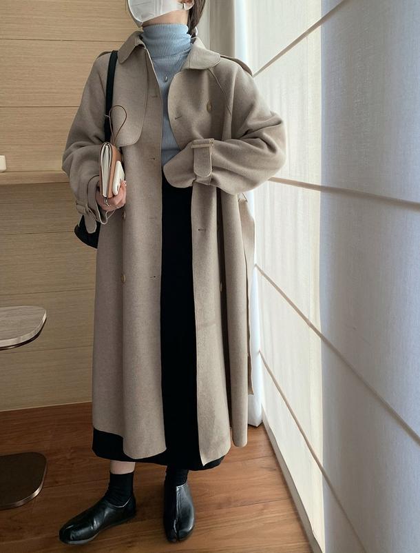 ダブルブレストベルトロングコート 4906-画像11-韓国ファッション通販POPREA［ポップリア］