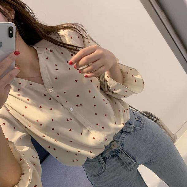 ミニハート柄シフォンブラウス 4775-画像11-韓国ファッション通販POPREA［ポップリア］