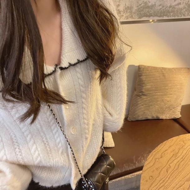 フリル襟ニットカーディガン 5032-画像11-韓国ファッション通販POPREA［ポップリア］