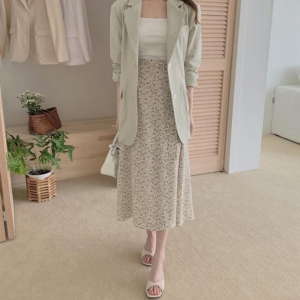 くすみフラワーミディスカート 5211-画像11-韓国ファッション通販POPREA［ポップリア］