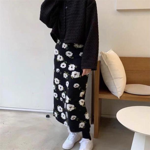 フラワーボアロングスカート 4838-画像11-韓国ファッション通販POPREA［ポップリア］