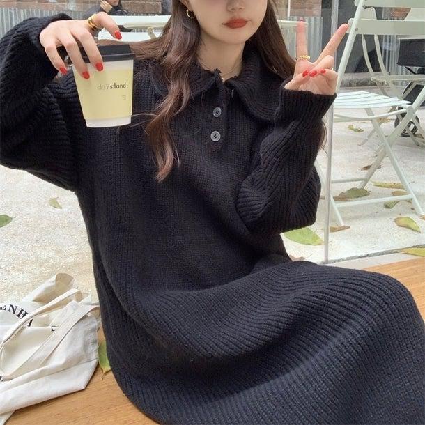 ワッフルミディニットワンピース 4933-画像11-韓国ファッション通販POPREA［ポップリア］