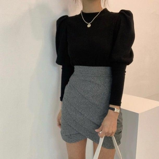 ぷちハイネックパフスリーブニット 4992-画像11-韓国ファッション通販POPREA［ポップリア］