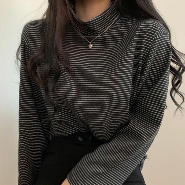 ハイネックボーダートップス 4927-画像11-韓国ファッション通販POPREA［ポップリア］