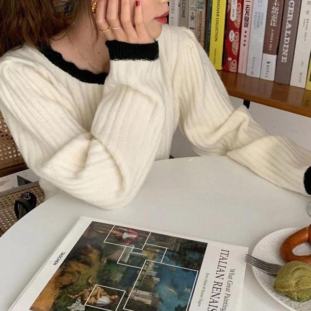 あったかシンプルリブショートニット 4853-画像11-韓国ファッション通販POPREA［ポップリア］