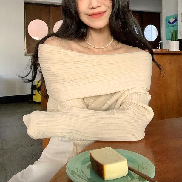 ベーシックオフショルダーリブニット 4788-画像11-韓国ファッション通販POPREA［ポップリア］