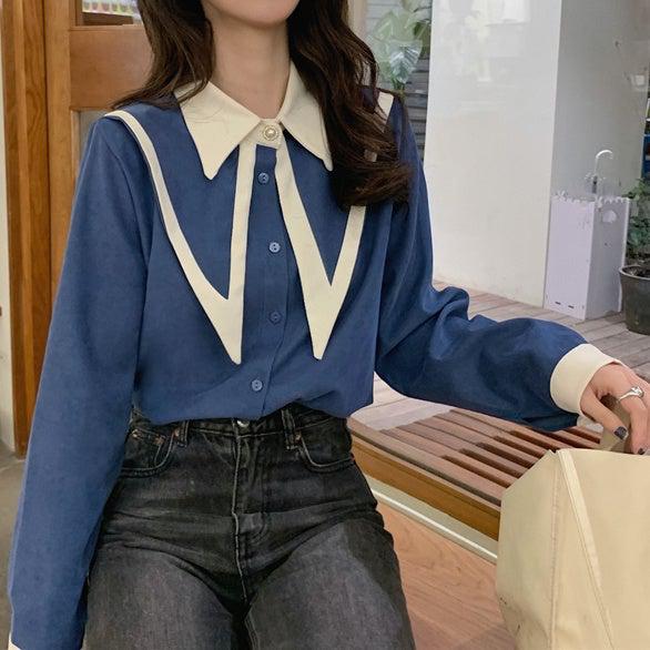 バイカラーレトロシャツ 4987-画像11-韓国ファッション通販POPREA［ポップリア］