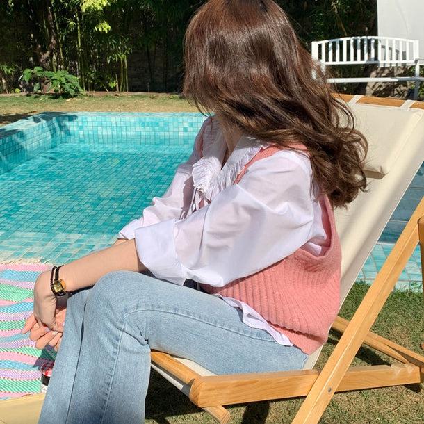 Vネックリブニットベスト 5112-画像11-韓国ファッション通販POPREA［ポップリア］